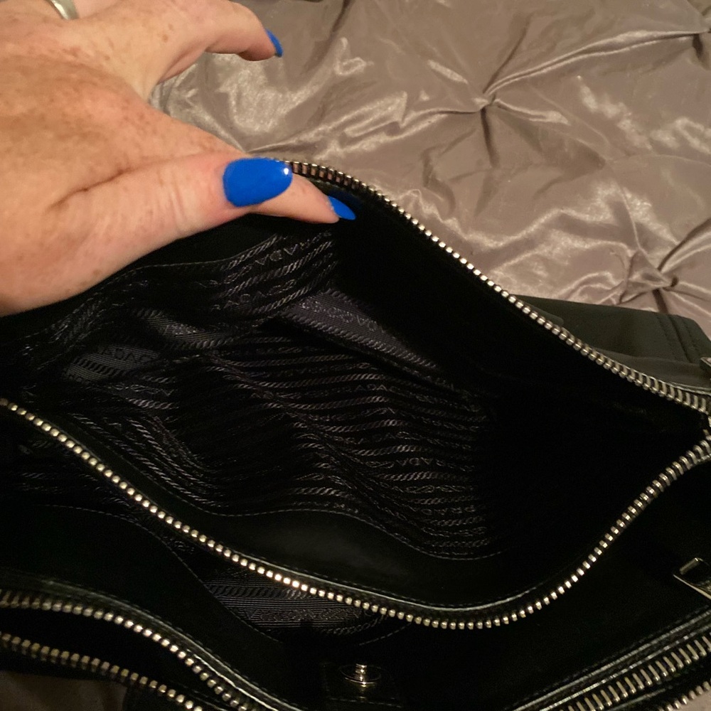 Prada authentic large black leather purse with strap